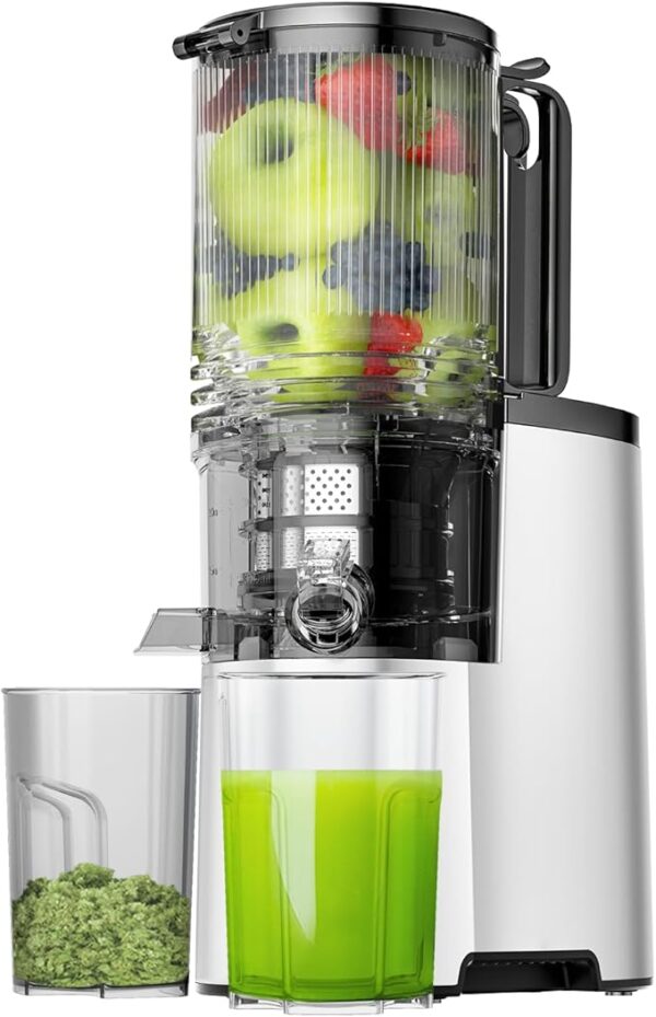 Cold Press Juicer, 400w Slow Juicer Machines with 5.4" Wide Feed Chute, Masticating Juicer with High Juice Yield for Whole Vegetables & Fruits