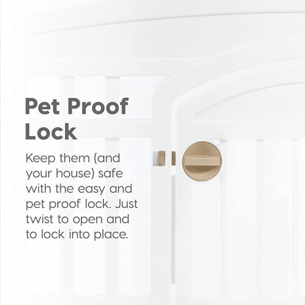 IRIS USA 24" Exercise 4-Panel Pet Playpen with Door, Dog Playpen, Puppy Playpen, for Puppies and Small Dogs, Keep Pets Secure, Easy Assemble, Fold It Down, Easy Storing, Customizable, White - Image 2