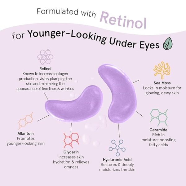 grace & stella Under Eye Patches for Puffy Eyes and Dark Circles (Retinol, 24 Pairs) Restoring Gel Under Eye Masks with Hyaluronic Acid - Vegan Cruelty-Free Skincare Birthday Gifts for Women - Image 2