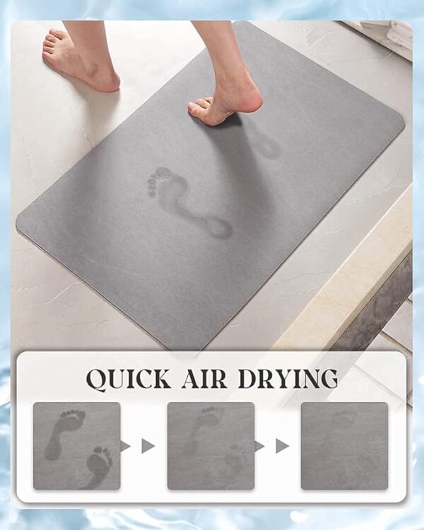 MontVoo -Bath Mat Rug-Rubber Backing Non Slip Quick Dry Absorbent Thin Bathroom Rugs Fit Under Door-Faux Suede Surface Bathroom Floor Mats-Shower Rug for in Front of Bathtub Shower Gray 16"x24" - Image 3