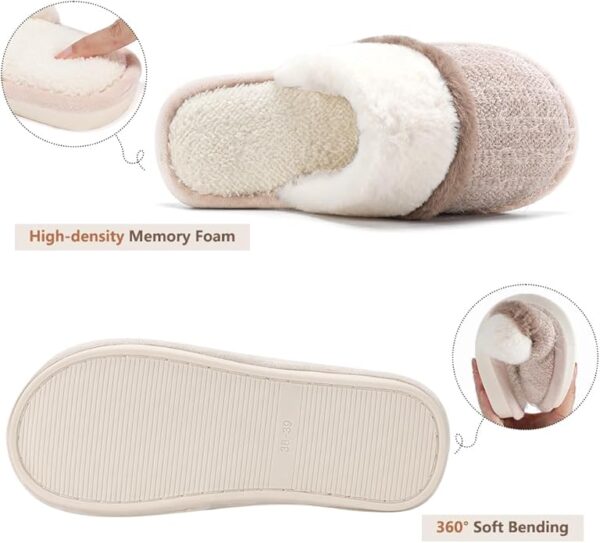 Cozy Slippers for Women Indoor and Outdoor Fuzzy House Shoes with Memory Foam Anti-Skid Sole Gifts for Women Mom Ladies - Image 2