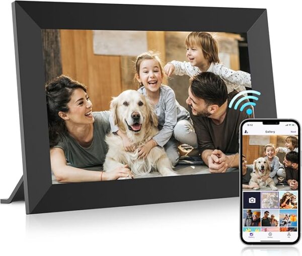 MaxAngel Digital Picture Frame 32GB Storage 10.1 Inch WiFi Electronic Photo Frame SD Card Slot IPS Touch Screen HD Display Auto-Rotate Slideshow Share Videos Photos Send Wishes via Uhale Remotely