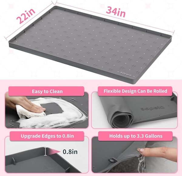 Sdpeia Under Sink Mat for [34" x 22"] Cabinet, Upgraded Silicone Waterproof Mat Kitchen Cabinet Liner Cabinet Protector Kitchen Organizers and Storage - Image 4