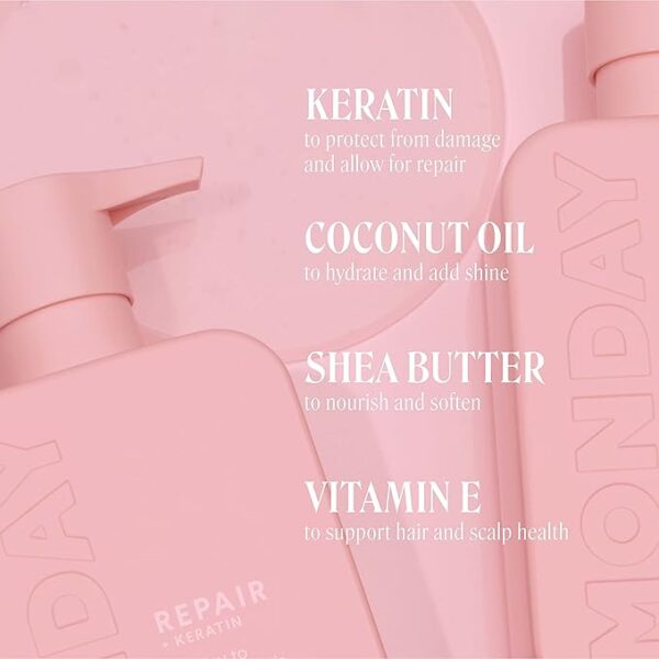 MONDAY HAIRCARE Repair Shampoo and Conditioner Set 12oz for Dry to Damaged Hair, Made with Keratin, Coconut Oil, Shea Butter and Vitamin E - Image 2