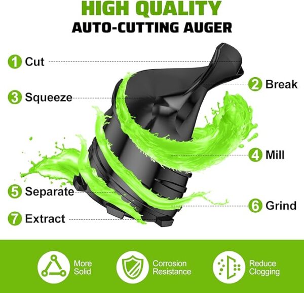 Cold Press Juicer, 400w Slow Juicer Machines with 5.4" Wide Feed Chute, Masticating Juicer with High Juice Yield for Whole Vegetables & Fruits - Image 6