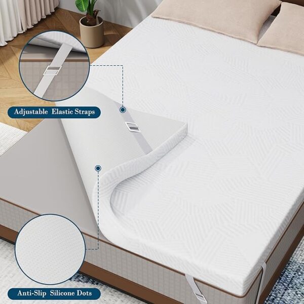 3 Inch Queen Memory Foam Mattress Topper, Cooling Gel Bed Topper with Removable Cover, Soft & Pain Relief & Breathable, CertiPUR-US & Oeko-Tex Certified - Image 2