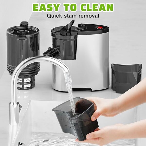 Cold Press Juicer, 400w Slow Juicer Machines with 5.4" Wide Feed Chute, Masticating Juicer with High Juice Yield for Whole Vegetables & Fruits - Image 2
