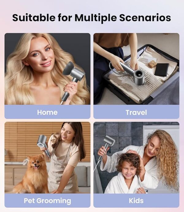 Hair Dryer with Diffuser, Negative Ionic Blow Dryer, Professional High-Speed Hairdryer with 110000 RPM Brushless Motor for Fast Drying, Lightweight Travel Hairdryer for Home Salon Women Man Curly Hair - Image 5