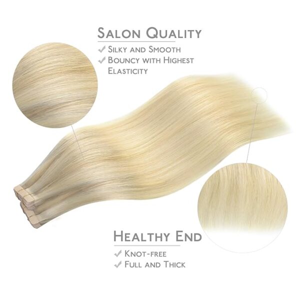 WENNALIFE Tape in Hair Extensions Human Hair, 40pcs 100g 24 inch Ombre Ash Blonde to Golden Blonde Balayage Platinum Blonde Hair Extensions Real Human Hair Invisible Straight Tape in Extensions - Image 4