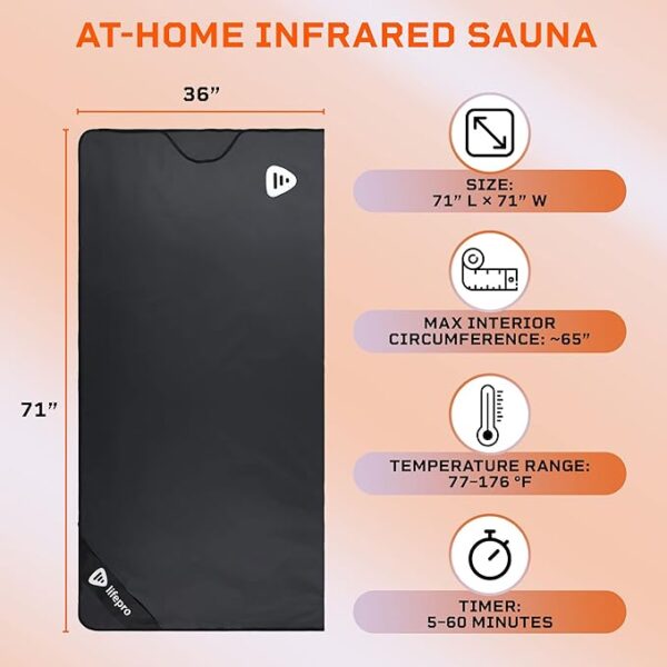 LifePro Far Infrared Sauna Blanket | Portable Infrared Sauna for Home Relaxation |Sauna Blanket, Sauna Bag | Sauna Blanket Infrared for Detox, Muscle Tension Release and Recovery, Flexible Temp Range - Image 4