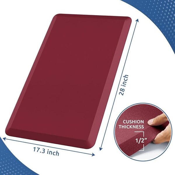 KitchenClouds Kitchen Mat Cushioned Anti Fatigue Rug 17.3"x28" Waterproof Non Slip Kitchen Standing Desk Mat Comfort Floor Mats for Kitchen House Sink Office (Red) - Image 6