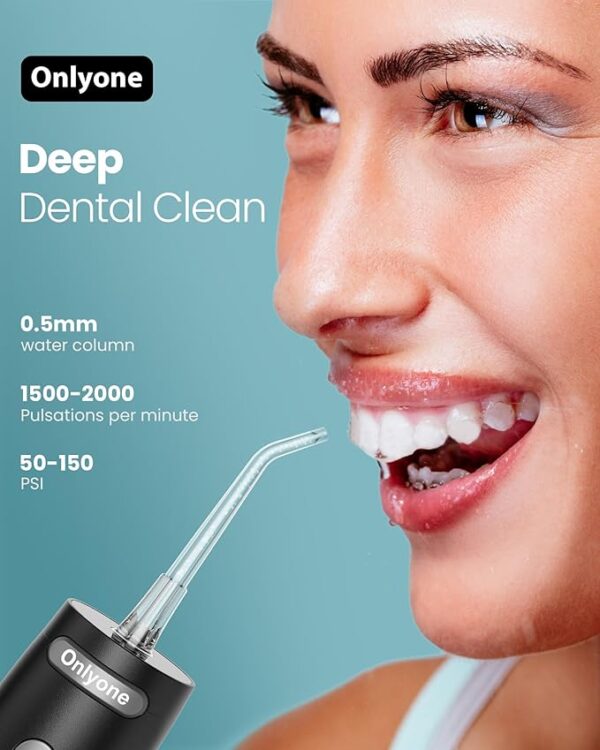 Onlyone Water Dental Flosser Pick for Teeth, 300ML Portable Oral Irrigator, Rechargeable Travel Irrigation Cleaner, Professional Electric Flossing Cleaning Picks for Teeth Cleaning,IPX7 Waterproof - Image 4