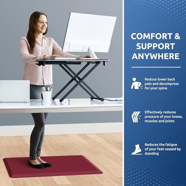KitchenClouds Kitchen Mat Cushioned Anti Fatigue Rug 17.3"x28" Waterproof Non Slip Kitchen Standing Desk Mat Comfort Floor Mats for Kitchen House Sink Office (Red) - Image 4
