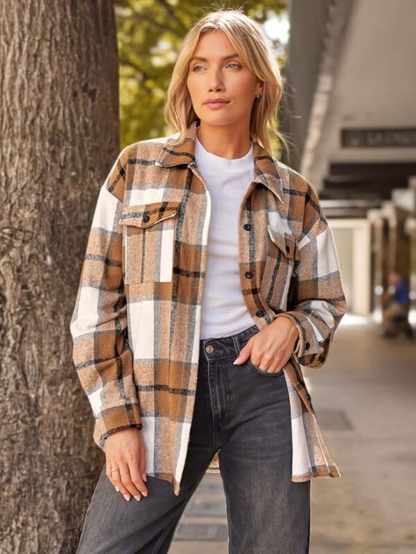 AUTOMET Womens Fall Outfits Fashion Clothes Shackets Flannel Plaid Button Down Long Sleeve Shirts Jackets 2024 - Image 5