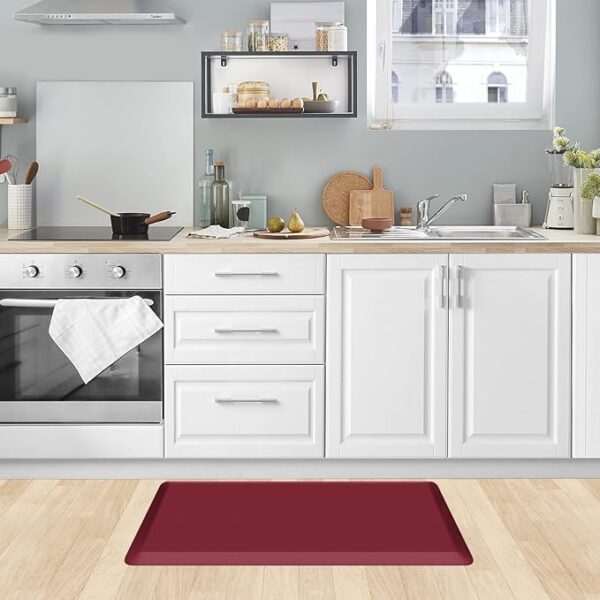 KitchenClouds Kitchen Mat Cushioned Anti Fatigue Rug 17.3"x28" Waterproof Non Slip Kitchen Standing Desk Mat Comfort Floor Mats for Kitchen House Sink Office (Red) - Image 5