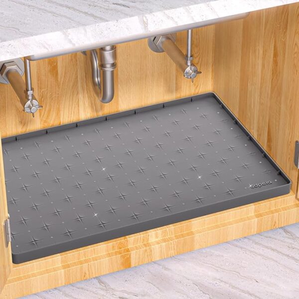 Sdpeia Under Sink Mat for [34" x 22"] Cabinet, Upgraded Silicone Waterproof Mat Kitchen Cabinet Liner Cabinet Protector Kitchen Organizers and Storage