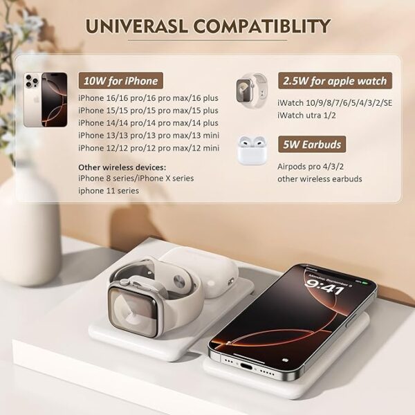 Magnetic Wireless Charger for iPhone: 3 in 1 Travel Charging Station for Apple Devices for iPhone 16 15 14 13 12 Pro Max Plus - Foldable Charging Pad for Apple Watch Series & Airpods 3 2 Pro - Image 7