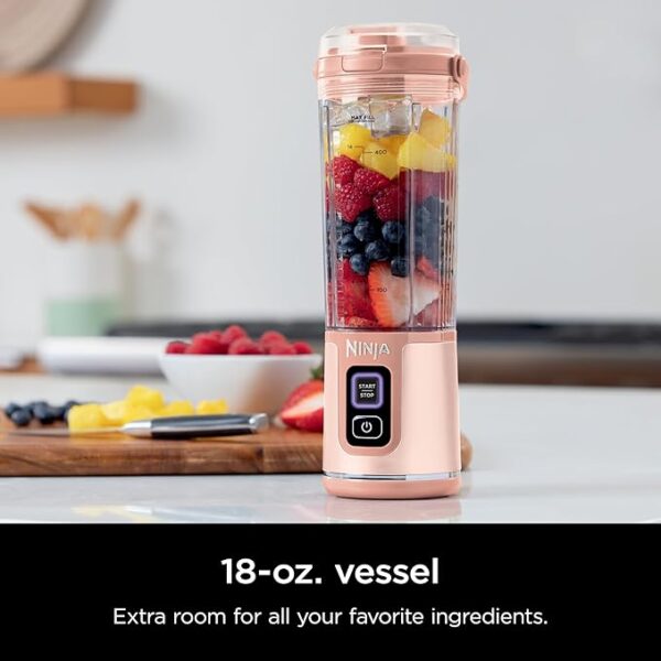 Ninja BC155PS Blast Two-Pack Portable Blender, Cordless, 18oz. Vessel, Personal Blender-for Shakes & Smoothies, BPA Free, Leakproof-Lid & Sip Spout, Rechargeable, Dishwasher Safe Parts, Peach & Stone - Image 2