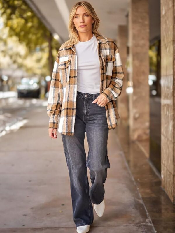 AUTOMET Womens Fall Outfits Fashion Clothes Shackets Flannel Plaid Button Down Long Sleeve Shirts Jackets 2024 - Image 3