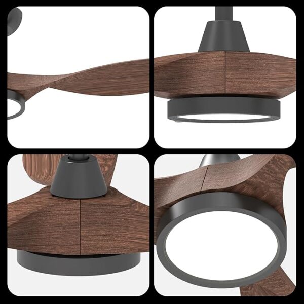 Roomratv Ceiling Fans with Lights and Remote, Ceiling Fan 52 Inch Woodgrain Color Quiet DC Motor 3 CCT Memory Modern Large Airflow Noiseless Reversible 6 Speeds 3 Timers Indoor for Living Room - Image 6