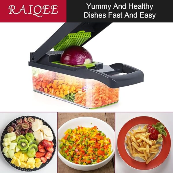 Vegetable Chopper, Onion Chopper, Mandolin Slicer,Pro 10 in 1professional food Choppermultifunctional Vegetable Chopper and Slicer, Dicing Machine, AdjustableVegetable Cutter With Container (Grey) - Image 5