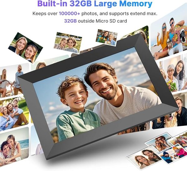 MaxAngel Digital Picture Frame 32GB Storage 10.1 Inch WiFi Electronic Photo Frame SD Card Slot IPS Touch Screen HD Display Auto-Rotate Slideshow Share Videos Photos Send Wishes via Uhale Remotely - Image 6