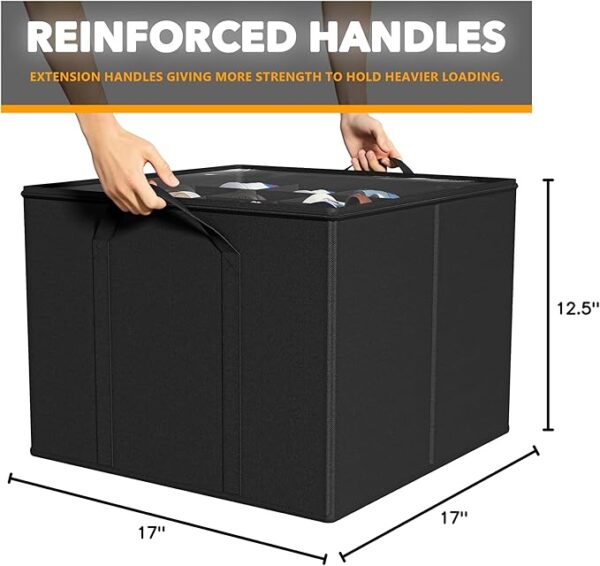 SpaceAid Shoe Organizer for Closet, 2 Pack Foldable Shoe Storage Containers Baskets Boxes Bins w/Adjustable Dividers, Fits 16-32 Pairs, Black - Image 2