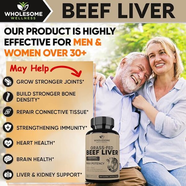 Grass Fed Desiccated Beef Liver Capsules (180 Pills, 750mg Each) - Natural Iron, Vitamin A, B12 for Energy - Humanely Pasture Raised Undefatted in New Zealand Without Hormones or Chemicals - Image 4