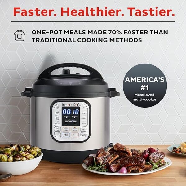 Instant Pot Duo 7-in-1 Electric Pressure Cooker, Slow Cooker, Rice Cooker, Steamer, Sauté, Yogurt Maker, Warmer & Sterilizer, Includes App With Over 800 Recipes, Stainless Steel, 8 Quart - Image 4