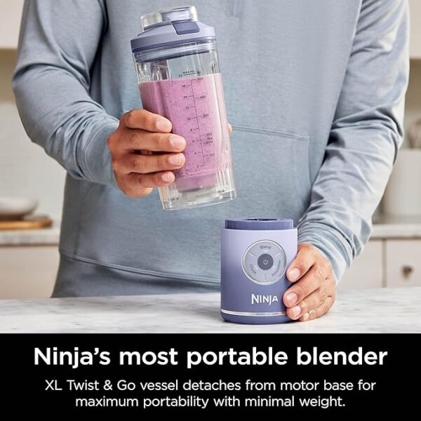 Ninja Blast Max, Portable Blender + Twist & Go, Personal Blender, Ninja Blender, Smoothie, Blend, Ice Crush, 3 Programs, Cordless, 22 oz removable Vessel, Dishwasher Safe, Leakproof, Lavender, BC251LD - Image 4