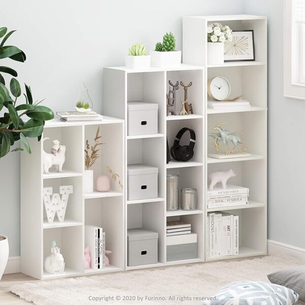 Furinno Luder Bookcase / Book / Storage , 5-Cube, White - Image 4