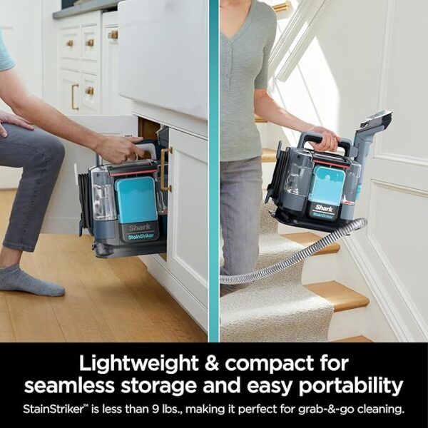 Shark Carpet Cleaner Machine, Portable Upholstery StainStriker, Spot, Odor & Stain Remover, 2 Carpet Cleaner Solutions, 4 Tools, Perfect for Pet Hair, Carpet, Area Rugs, Couches, Nordic Blue, PX202BRN - Image 4