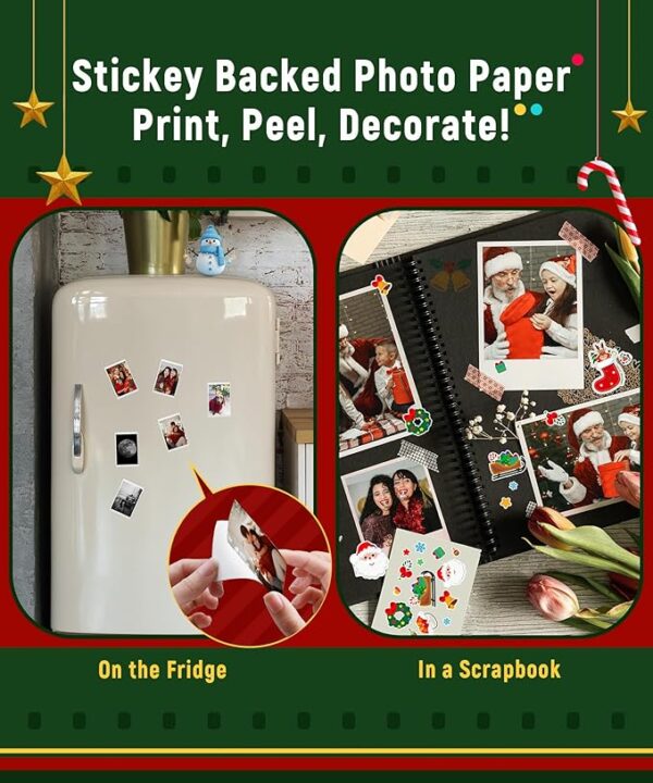 Liene 2x3” Photo Printer, Mini Instant Portable Color Mono Photo Printer Bundle 50 Zink Adhesive Paper, Bluetooth 5.0, Compatible w/iOS & Android, Small Picture Printer for iPhone, Smartphone, White - Image 3
