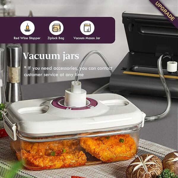 Vacuum Sealer Machine Powerful 90Kpa Precision 6-in-1 Compact Food Preservation System with Cutter, 2 Bag Rolls & 5 Pre-cut Bags, Widened 12mm Sealing Strip, Dry&Moist Modes (Silver) - Image 2