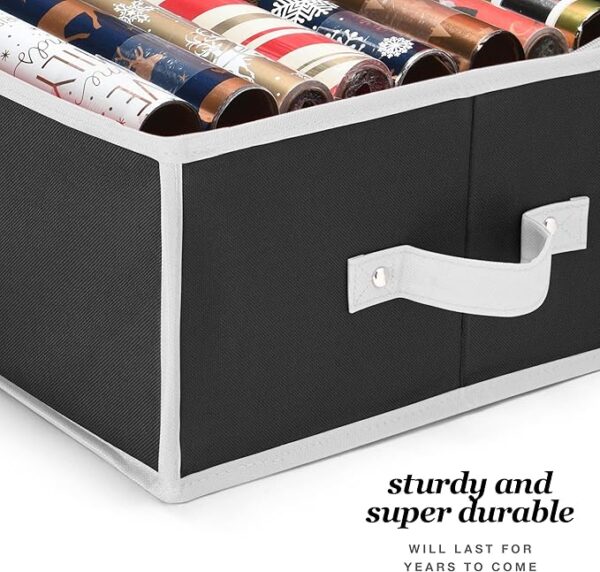 Wrapping Paper Organizer Storage for Christmas Gifts Wrapping Paper (6 Colors) Underbed Storage Container with Interior Pockets, Fits 24 Rolls - Image 4