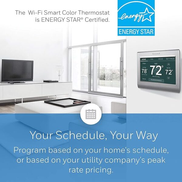 Honeywell Home RTH9585WF1004 Wi-Fi Smart Color Thermostat, 7 Day Programmable, Touch Screen, Energy Star, Alexa Ready, Gray - Image 5