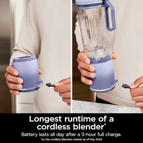 Ninja Blast Max, Portable Blender + Twist & Go, Personal Blender, Ninja Blender, Smoothie, Blend, Ice Crush, 3 Programs, Cordless, 22 oz removable Vessel, Dishwasher Safe, Leakproof, Lavender, BC251LD - Image 3