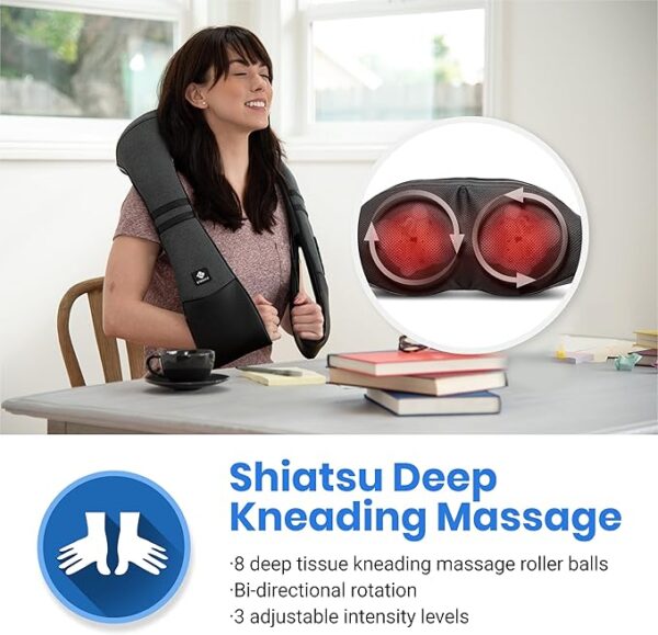 Etekcity Cordless Neck Massager for Pain Relief Deep Tissue, Shiatsu Low Back Massager with Heat, Wireless Electric Shoulder Massager, Best Gifts for Men,Women,Mom & Dad, Kneading Leg Massage Pillow - Image 2