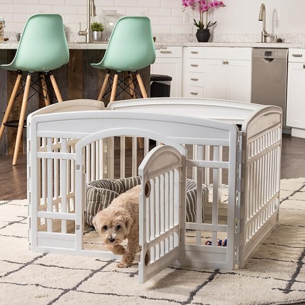 IRIS USA 24" Exercise 4-Panel Pet Playpen with Door, Dog Playpen, Puppy Playpen, for Puppies and Small Dogs, Keep Pets Secure, Easy Assemble, Fold It Down, Easy Storing, Customizable, White - Image 6