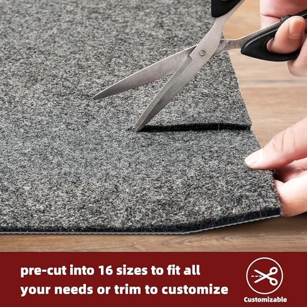 BAGAIL Felt and Natural Rubber Backing Rug Pads 1/4” Thick, 5 x 7 Ft Non Slip Carpet Gripper Keep Rugs in Place, Under Area Rug Protective Cushioned Pads, Carpet Runners, Hardwood Floors Protection - Image 5