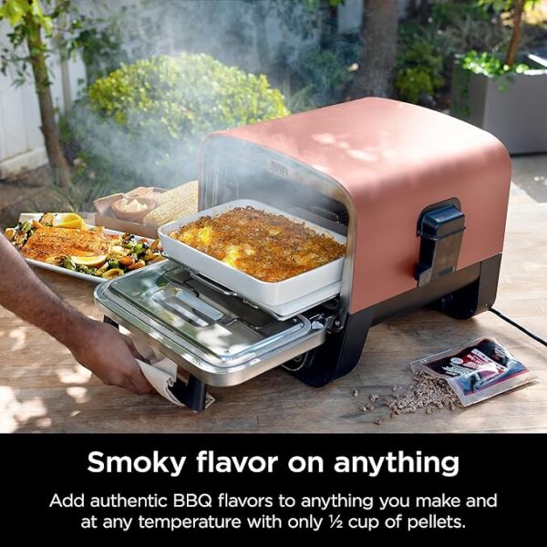 Ninja Woodfire Outdoor Pizza Oven, 8-in-1 Portable Electric Roaster Oven, Heats up to 700°F, 5 Artisan Pizza Settings, Integrated BBQ Smoker Box, Includes Flavored Wood Pellets, Terracotta Red - Image 3