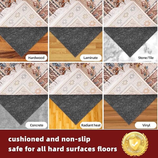 BAGAIL Felt and Natural Rubber Backing Rug Pads 1/4” Thick, 5 x 7 Ft Non Slip Carpet Gripper Keep Rugs in Place, Under Area Rug Protective Cushioned Pads, Carpet Runners, Hardwood Floors Protection - Image 4