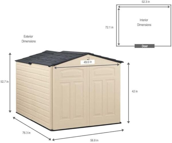 Rubbermaid Slide-Lid Resin Outdoor Storage Shed (5 x 6.5 Ft),Weather Resistant, Beige/Brown, Organization for Home/Backyard/Garden Tools/Lawn Mower/Bike Storage/Pool Supplies - Image 2