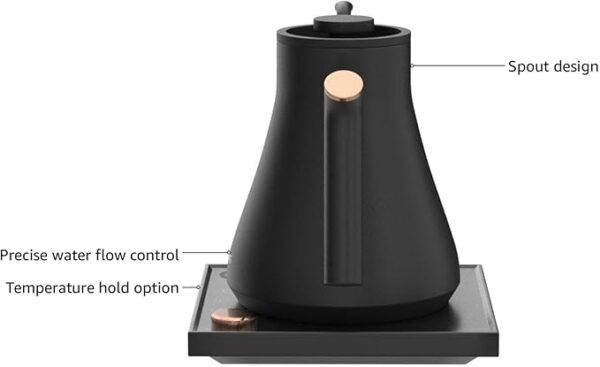 Electric Kettles, Gooseneck Electric Kettle, ±1℉ Temperature Control, Stainless Steel Inner, Quick Heating, for Pour Over Coffee, Brew Tea, Boil Hot Water, 0.9L Black - Image 3