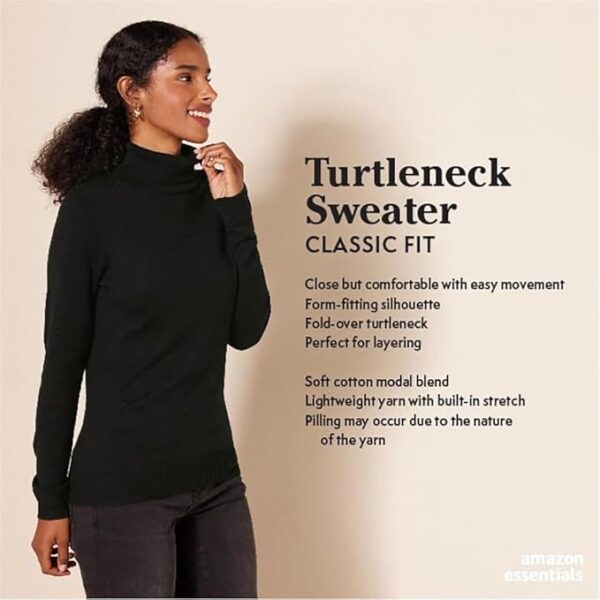 Essentials Women's Classic-Fit Lightweight Long-Sleeve Turtleneck Sweater (Available in Plus Size) - Image 2
