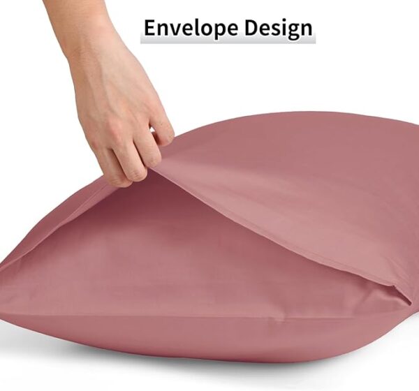 Warmstar Cotton Pillow Cases Queen Size Set of 2, 600 Thread Count Pillowcases 20x30 Inches, Soft Long Staple Cotton Pillowcases Breathable with Envelope Closure,Lotus Pink - Image 6