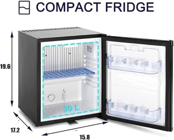 SMETA Mini Fridge with Lock for Bedroom Locking Fridge Quiet Lockable Dorm Refrigerator No Noise Absorption 12V/110V DC for Car Office Medication Compact Storage with Reversible Door, 1.0 Cu.Ft, Black - Image 2
