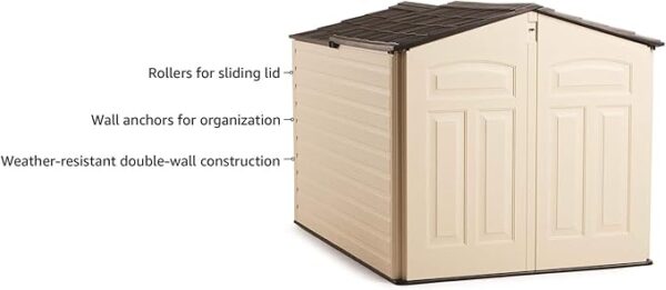 Rubbermaid Slide-Lid Resin Outdoor Storage Shed (5 x 6.5 Ft),Weather Resistant, Beige/Brown, Organization for Home/Backyard/Garden Tools/Lawn Mower/Bike Storage/Pool Supplies - Image 5