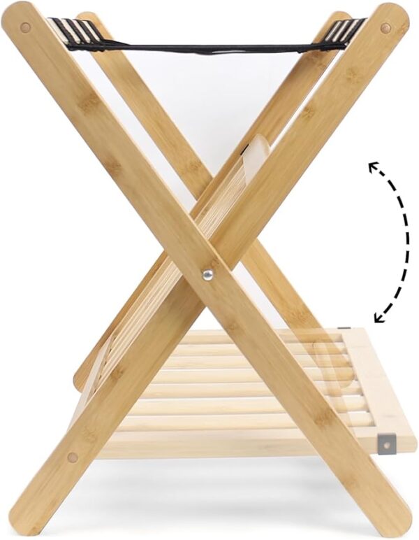 Fully Assembled Luggage Racks Pack of 2, Folding Suitcase Stand with Storage Shelf, Bamboo Luggage Stand with 5 Nylon Straps for Guest Room, Bedroom, Heavy Duty, Natural - Image 2
