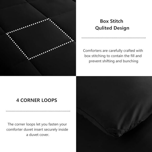 CozyLux Queen Size Comforter Sets - Black Comforter Queen Size, 3 Pieces Box Stitched Soft Lightweight Bed Set, All Season Bedding Sets with 1 Down Alternative Comforter and 2 Pillow Shams - Image 3
